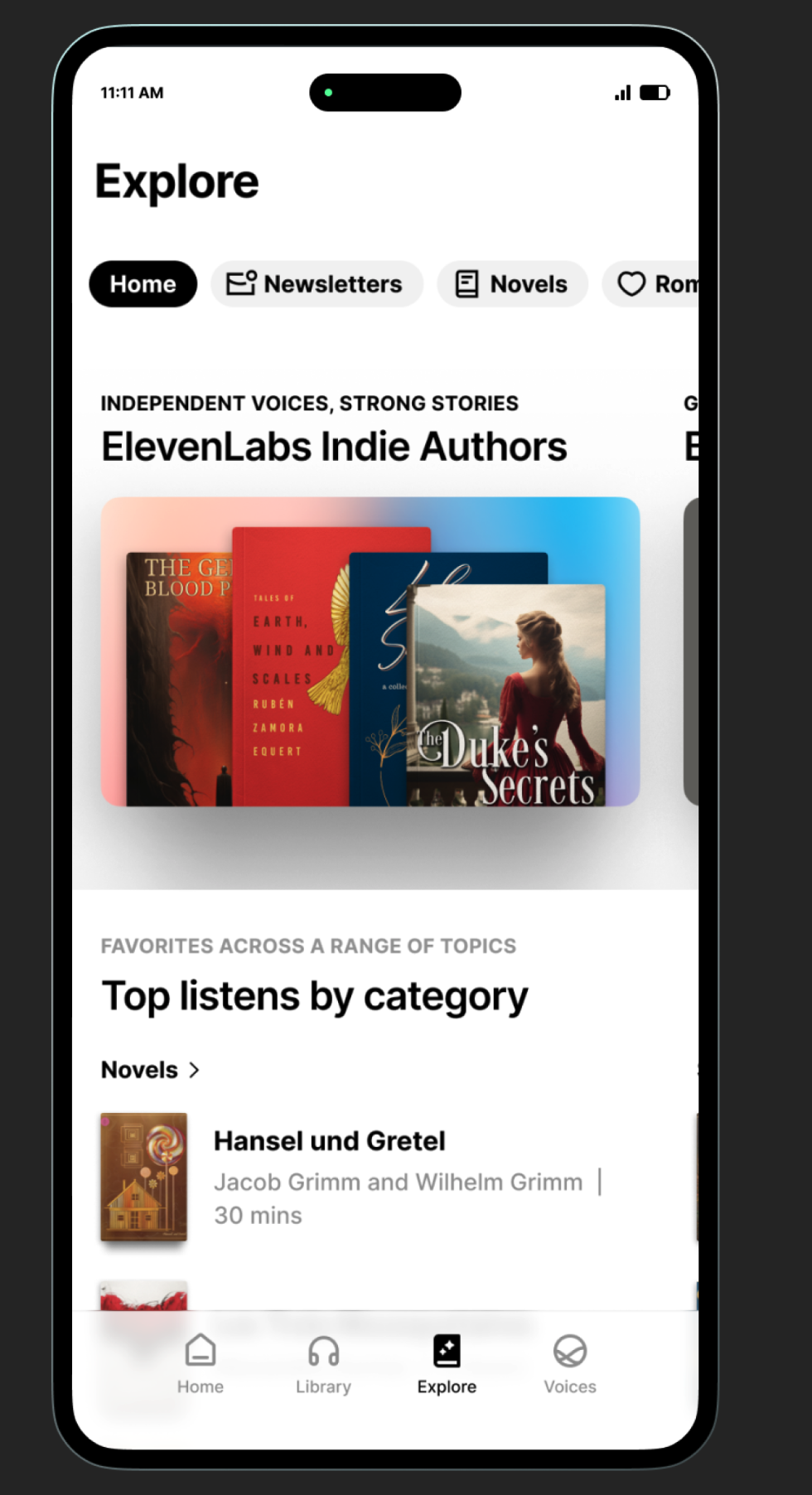 Imagen de la aplicación Reader de ElevenLabs